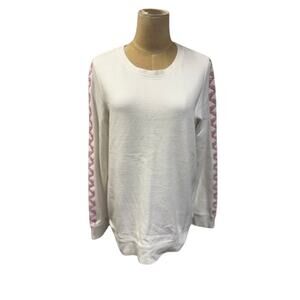 "Fat Face" White Long Sleeve Crew Neck Womens Shirt SZ 6 Embroidered‎ Arms Gypsy